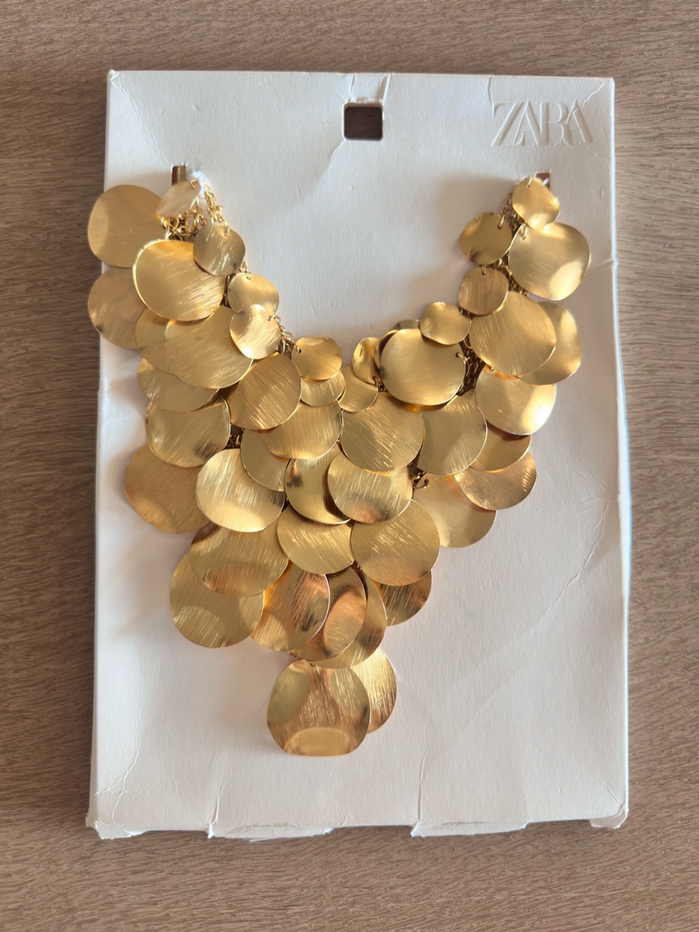 Zara Gold-Tone Metal Plate Bib Necklace